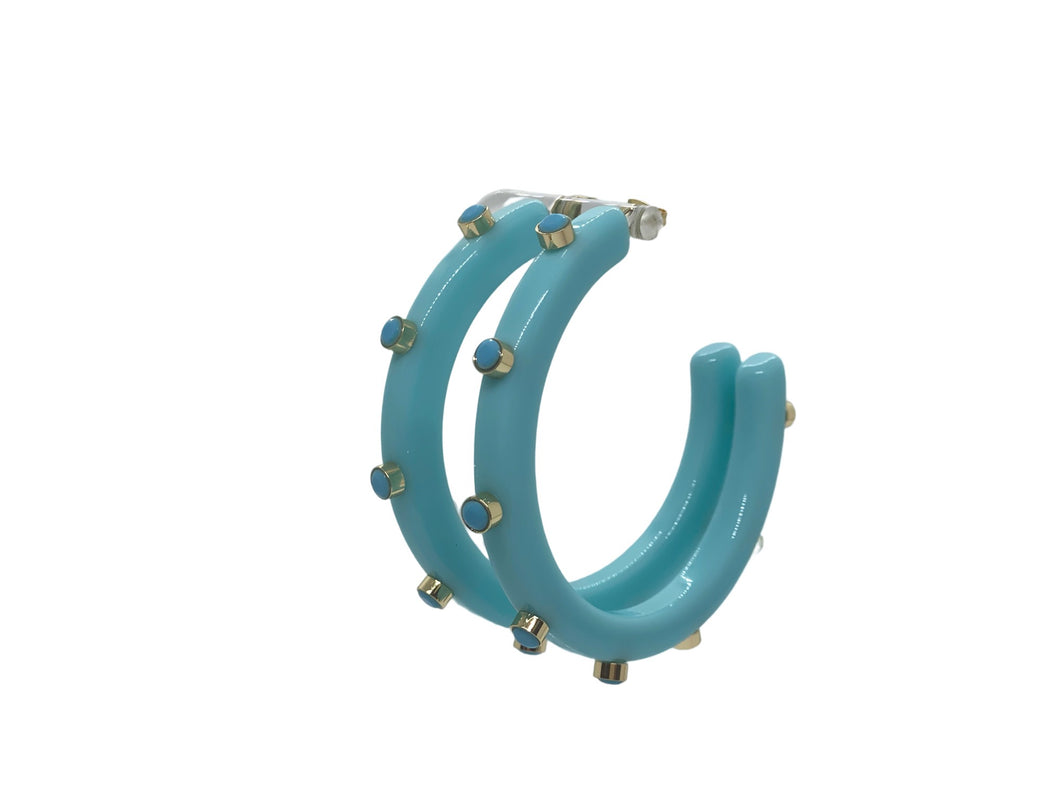 BeJeweled Hoops-Turquoise with Matte Turquoise Rhinestones