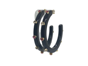 BeJeweled Hoops 2"-Black with Clear and Pink Rhinestones