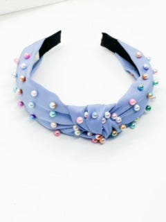 Blue with multi colored pearls
