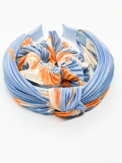 Blue Orange knotted multi color with Scrunchie