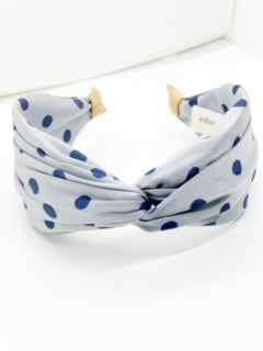 Light Blue with Royal Polka Dots
