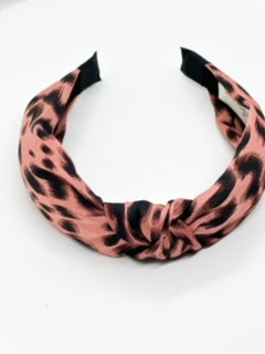 Pink Black Print Knot Headband