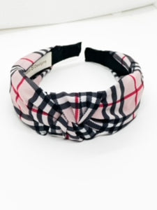 Pink Black Plaid Headband