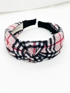 Pink Black Plaid Headband