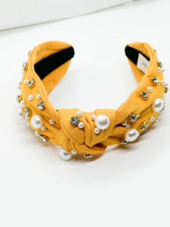 Yellow with Pearls and Clear Stones