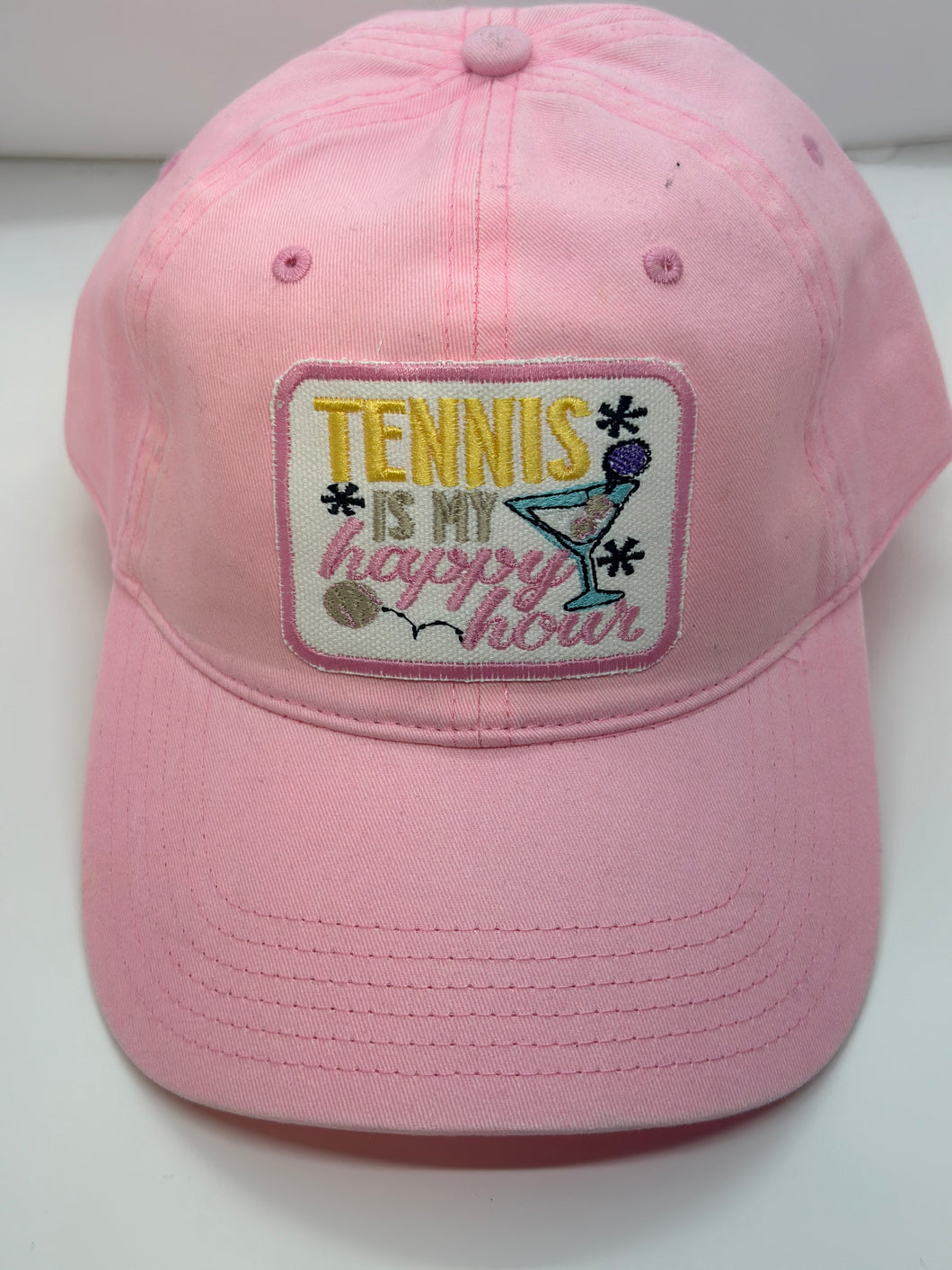 Embroidered Hat Pink-Tennis is my Happy Hour