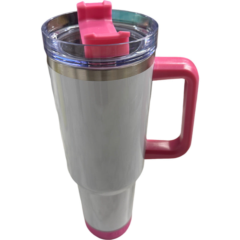TUMBLER 40 OZ WHITE WITH DARK PINK BASE SPEAKER