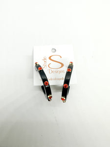 Bejeweled 1 1/4” hoops - Oklahoma State Black with orange stones