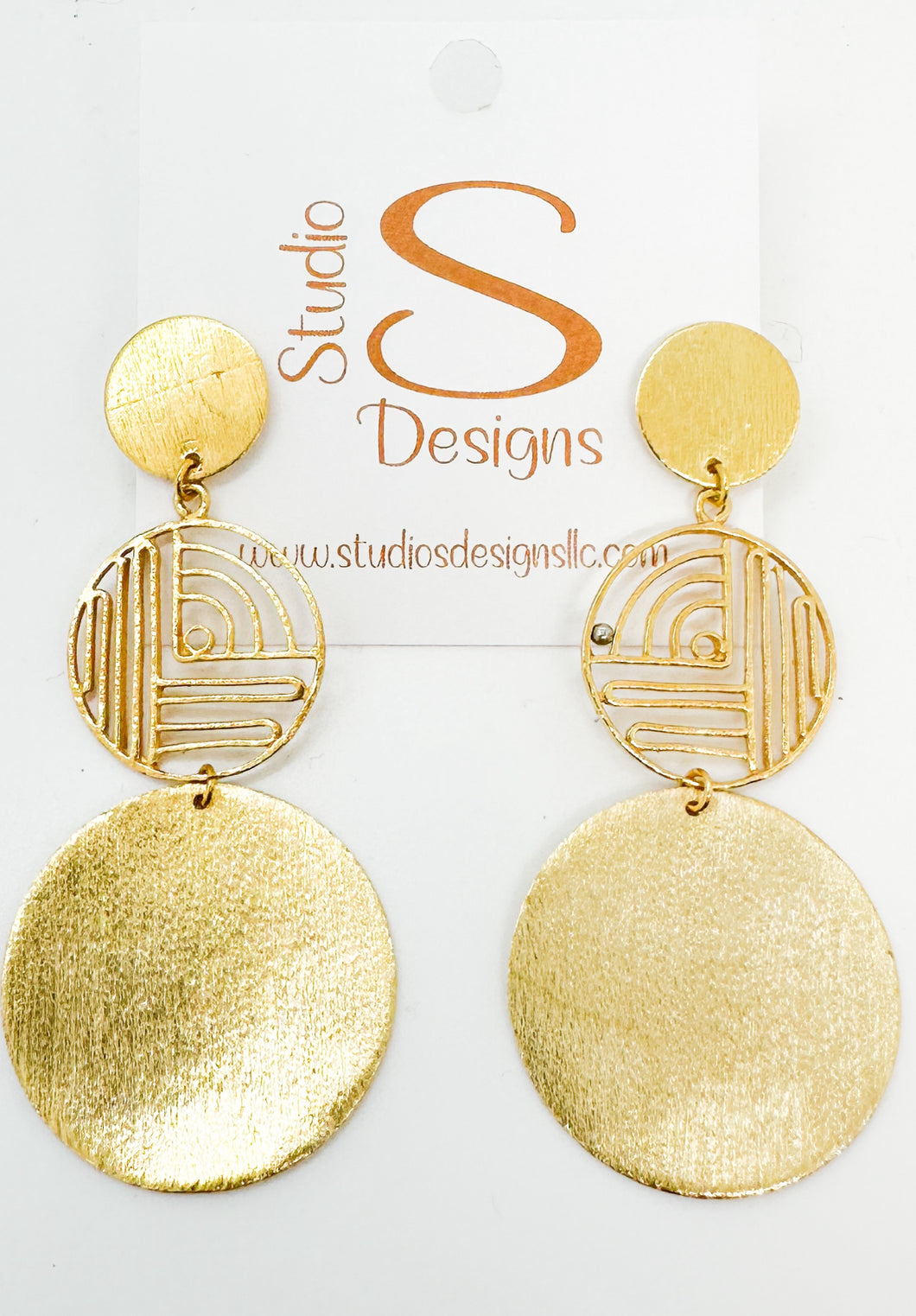 EARRINGS-GOLD PLATED BRASS MULTI CIRCLE EARRINGS