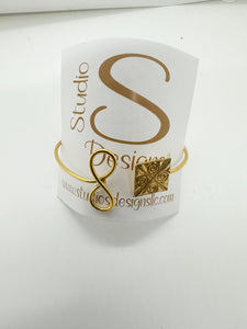 BRACELET-GOLD PLATED BRASS BANGAL WITH SQUARE