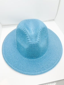 Light Blue Straw Hat 3" Brim