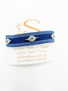 Tassel Bracelet Navy with blue and eye Charm