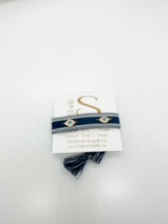 Tassel Bracelet navy and White with Eye Charm