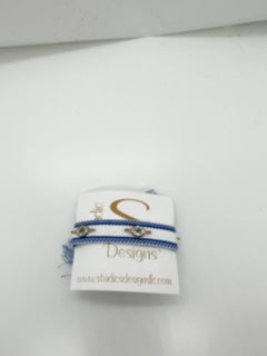 Tassel Bracelet White with Royal Blue and Eye Charm