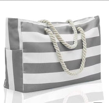 Load image into Gallery viewer, CANVAS TOTE GRAY STRIPE
