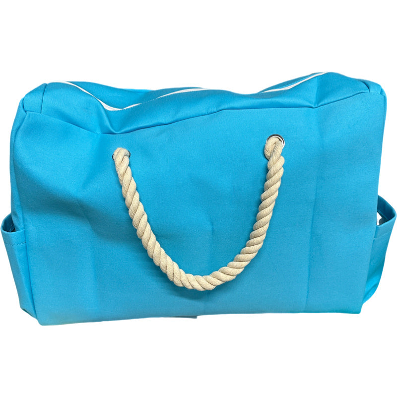 TOTE-OVERSIZE LIGHT BLUE LINED CANVAS BAG 16 X 24