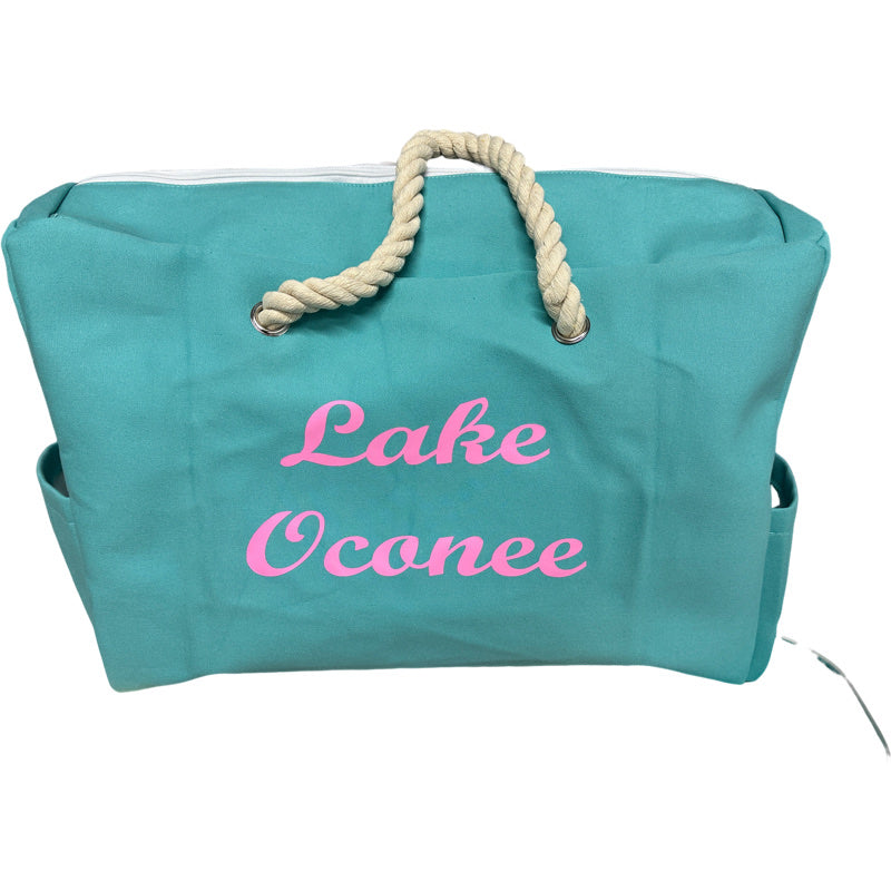 TOTE-OVERSIZE TEAL LINED CANVAS BAG 16 X 24