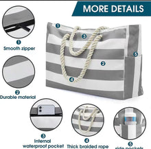 Load image into Gallery viewer, CANVAS TOTE GREEN STRIPE no
