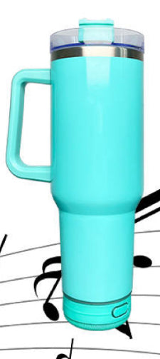 40 OZ BLUE TUMBLER WITH SPEAKER BLUETOOTH