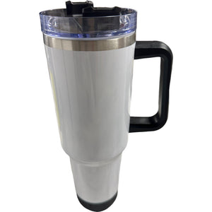 40 OZ WHITE & BLACK TUMBLER WITH BLUETOOTH SPEAKER