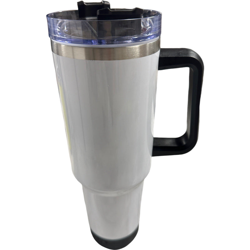 40 OZ WHITE & BLACK TUMBLER WITH BLUETOOTH SPEAKER