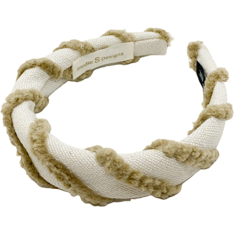 Ivory and Tan Shag Headband