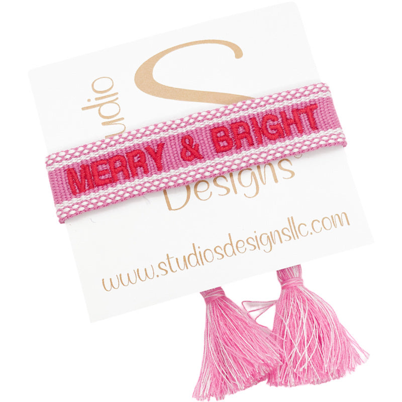 Embroidered Tassel Bracelet-Merry & Bright