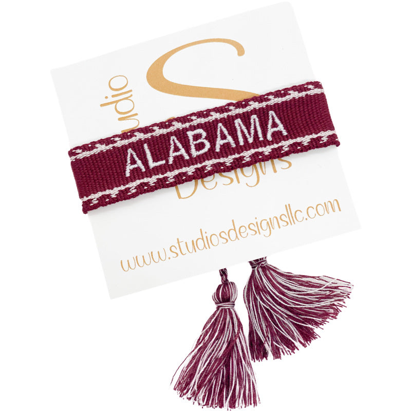 Embroidered Tassel Bracelet-Alabama