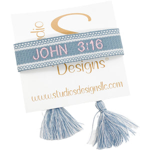 Embroidered Tassel Bracelet-John 3:16