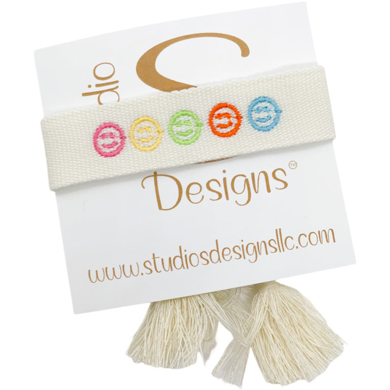 Embroidered Tassel Bracelet-Smiley Faces