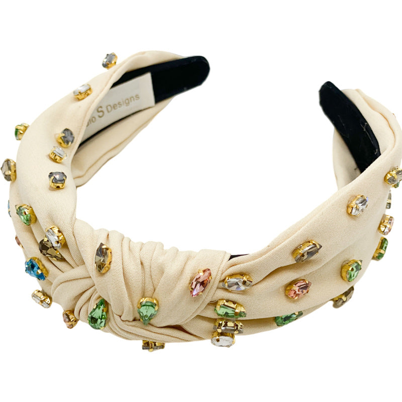 Ivory with Multi-Colored Rhinestone Embellishments