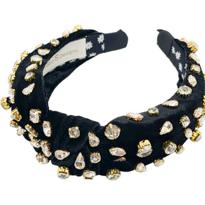Black Velvet With Clear Rhinestones Headband