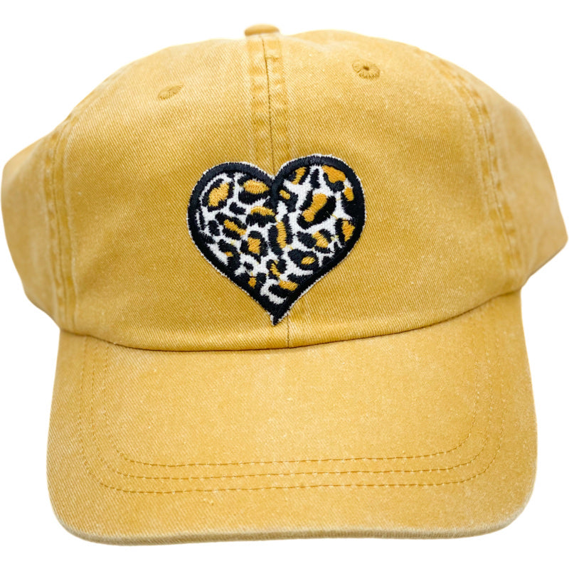 Embroidered Hat-Leopard Heart