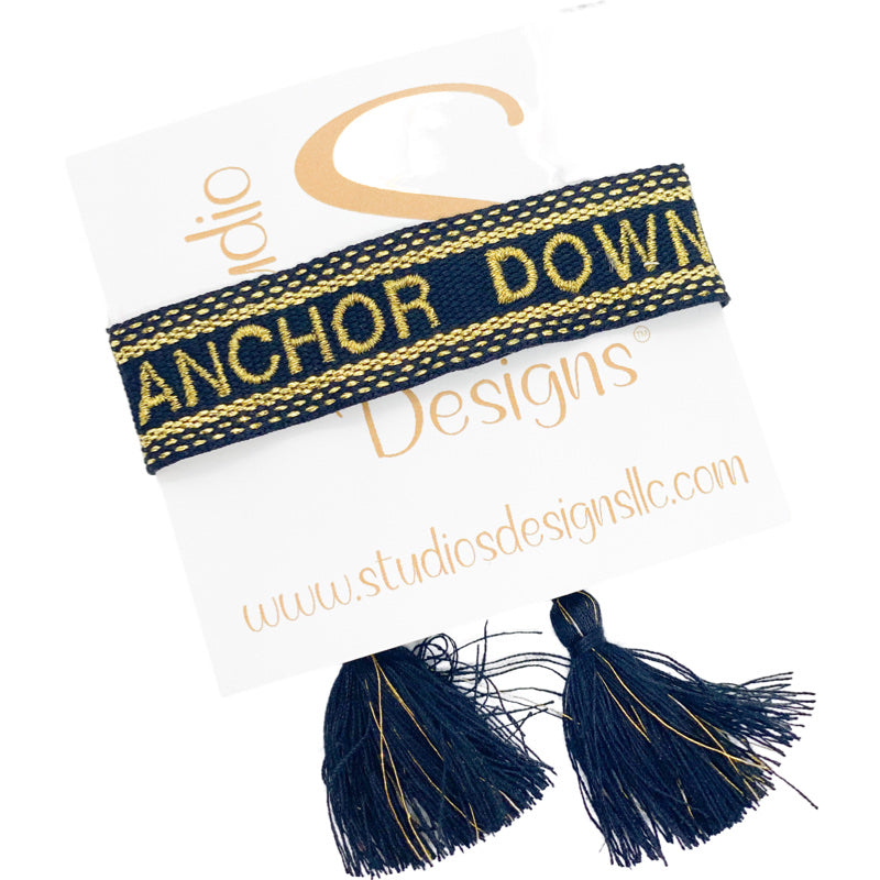Embroidered Tassel. Bracelet-Anchor Down