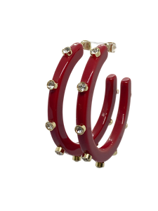 BeJeweled 2" Hoops-Alabama Crimson with Clear Rhinestones