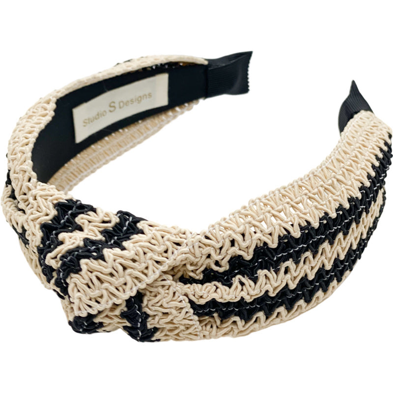 Black and Ivory Woven Headband