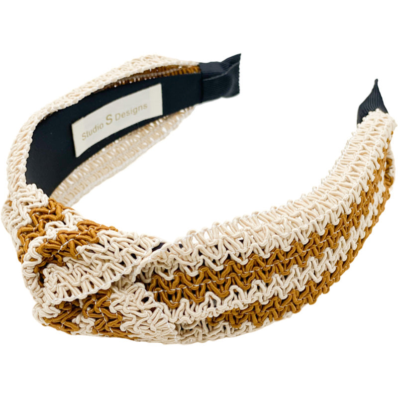 Tan and Ivory Woven Headband