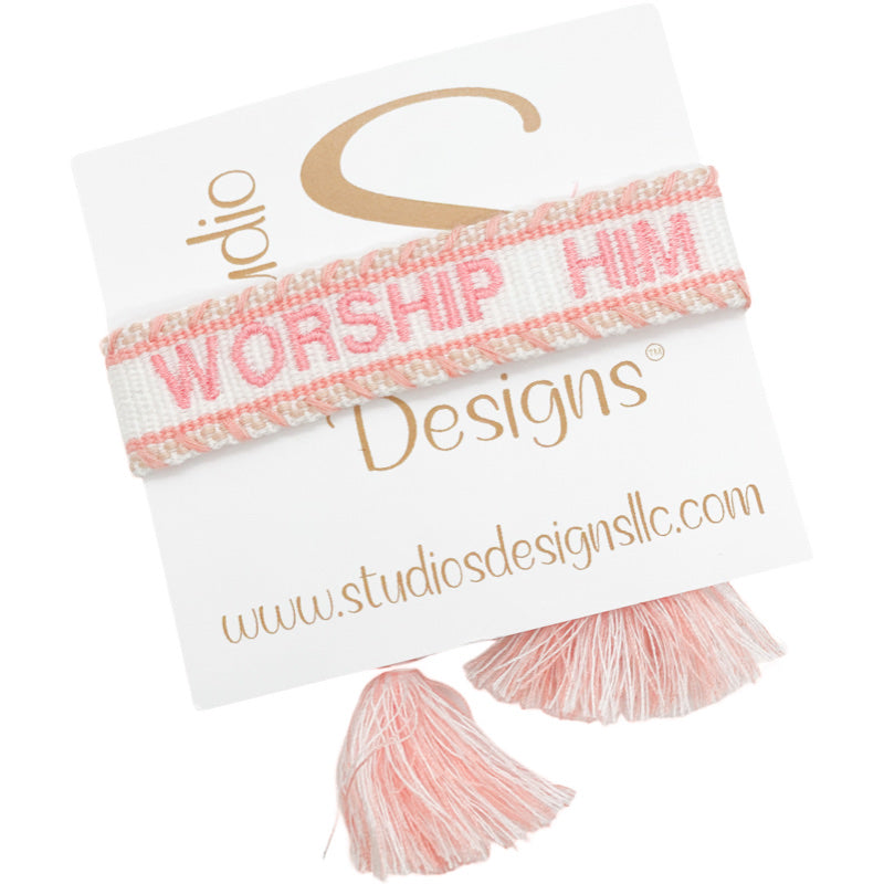Embroidered Tassel Bracelet-Worship Him