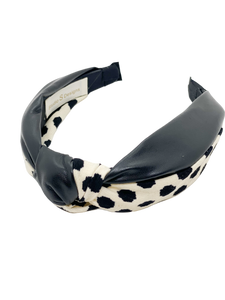 Black Faux Leather Spotted Headband