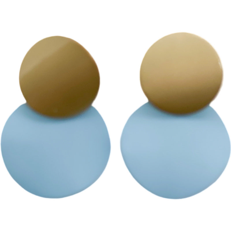 Metal Earrings-Gold and Blue