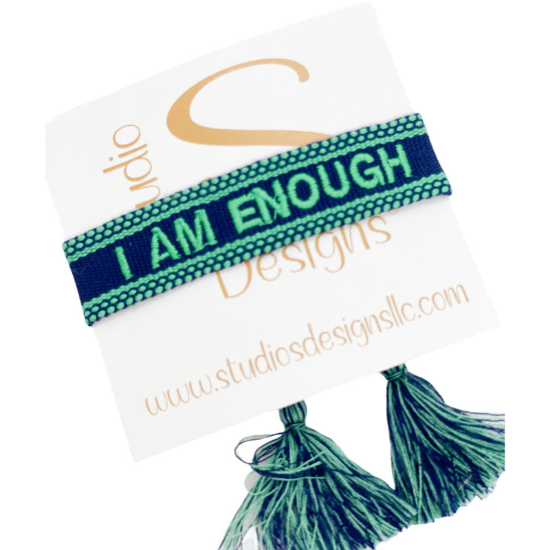 Embroidered Tassel Bracelet-I Am Enough