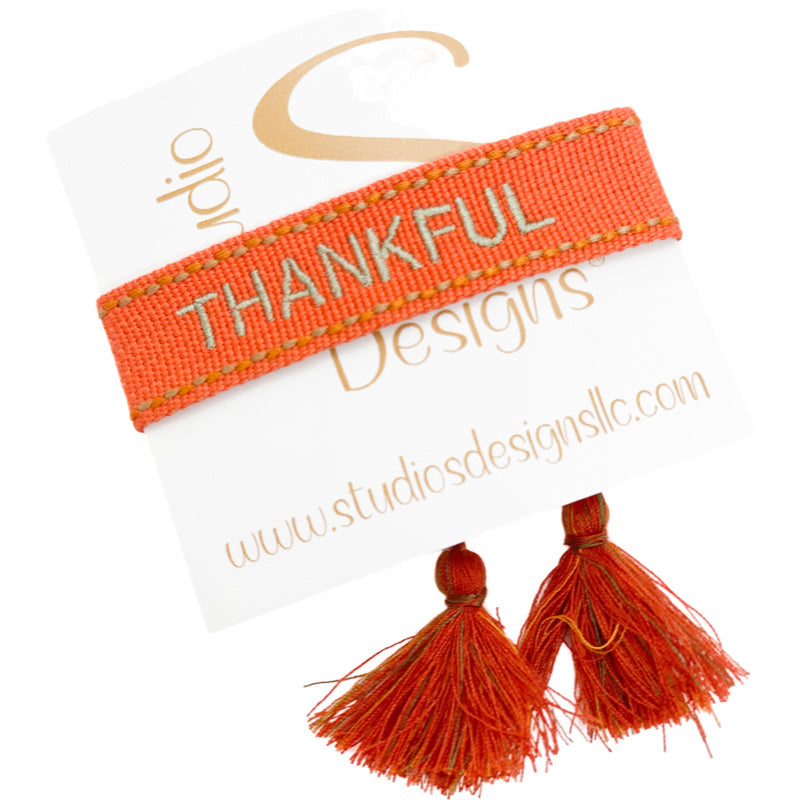 Embroidered Tassel Bracelet-Thankful