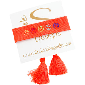 Embroidered Tassel Bracelet-Smiley Faces