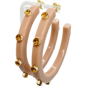 BeJeweled 2" Hoops-Khaki with Topaz Rhinestones