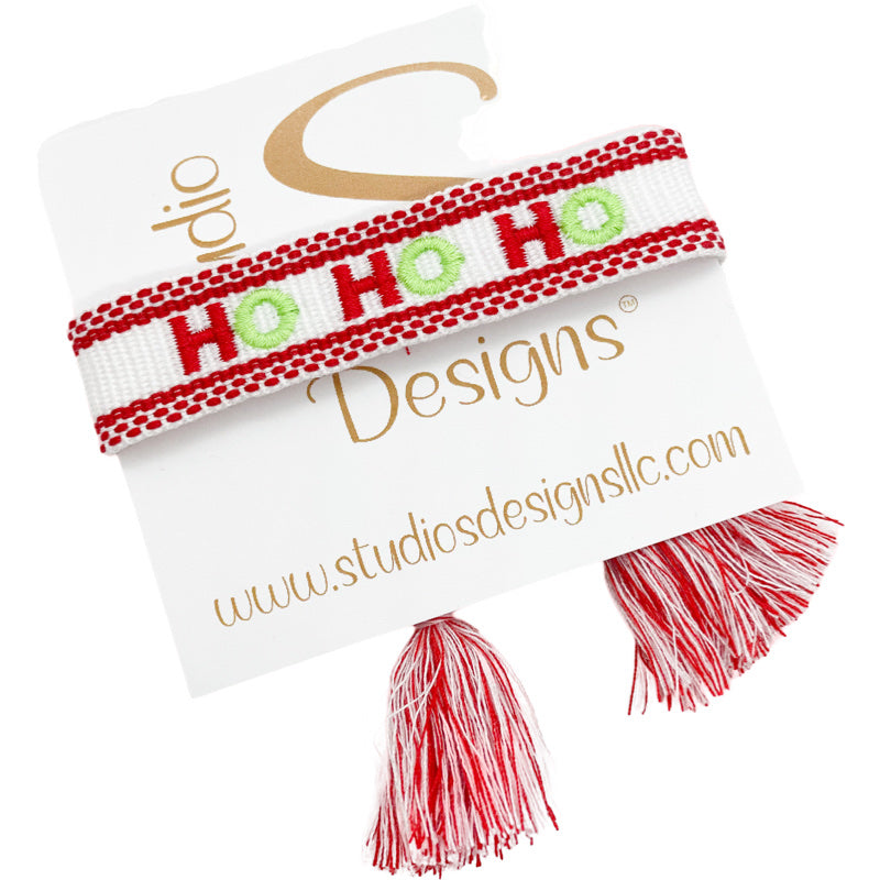Embroidered Tassel Bracelet-Ho Ho Ho