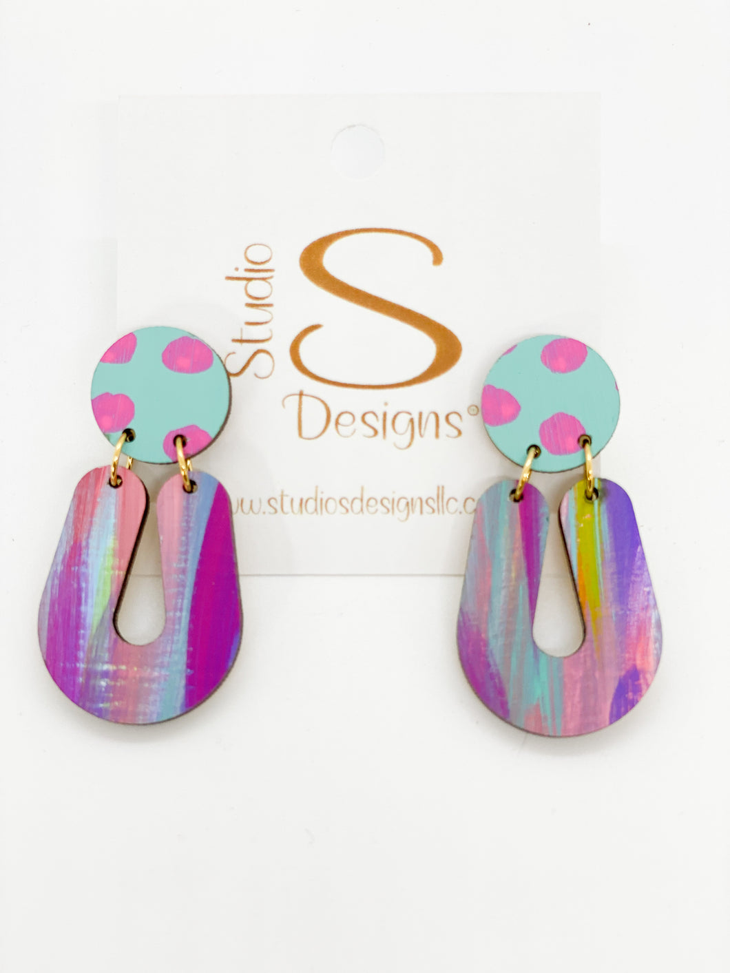 Libby Earrings-Aqua Pink Purple
