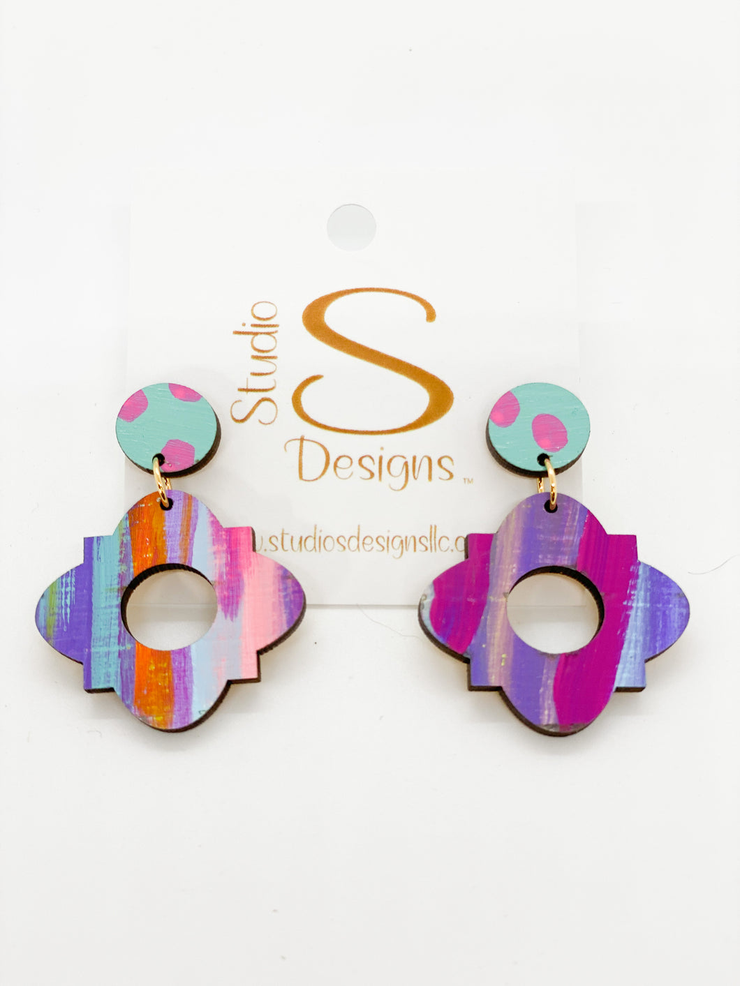Grace Earrings-Aqua Pink Purple