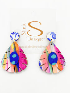 Weatherly Earrings-Blue Aqua Pink Orange Yellow