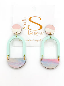 Carlie Earrings-Pink Mint Pink Lavender