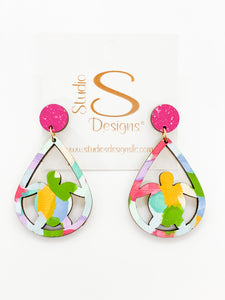 Turtle Earrings-Pink Blue Gold Green